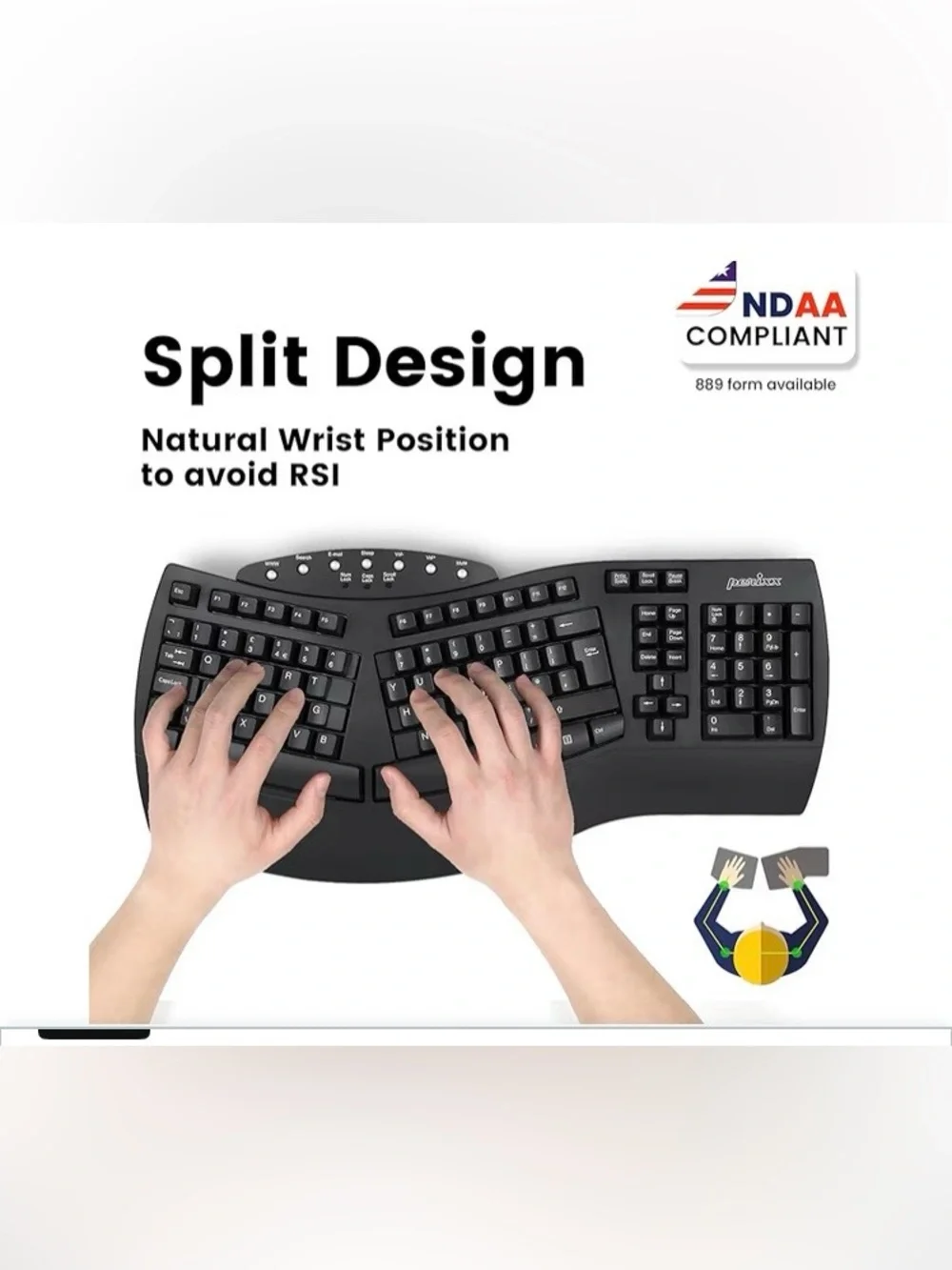 Ergonomic USB Membrane Keyboard - Black